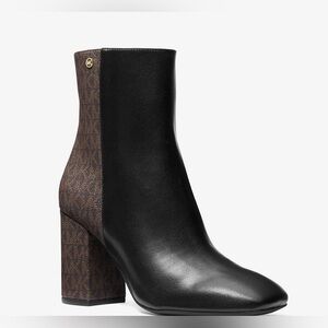 Michael Kors Hazel Logo Trim Block Heel Ankle Boots. 8.5 not outlet